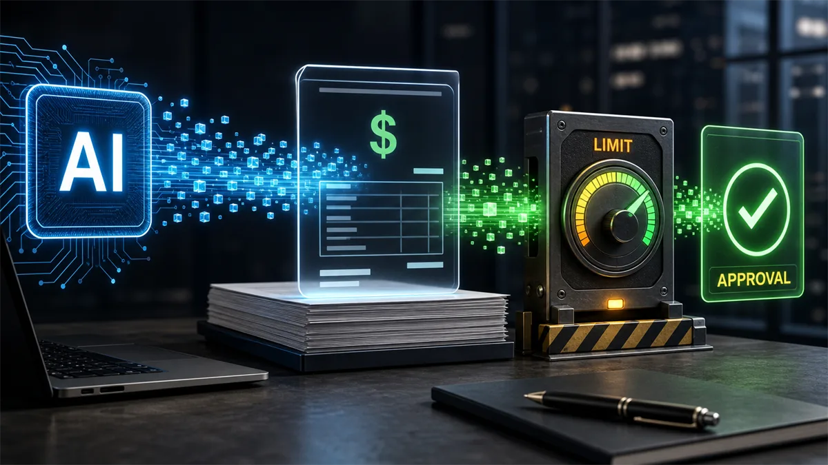Business owner reviewing AI usage costs and budget controls on a modern technology dashboard